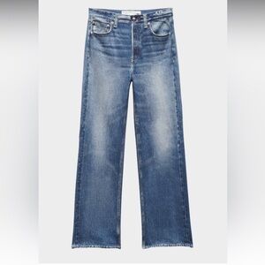 NWT  Rag & Bone Miramar Shea Cotton-Terry High-Rise Full Relaxed-Straight Jeans